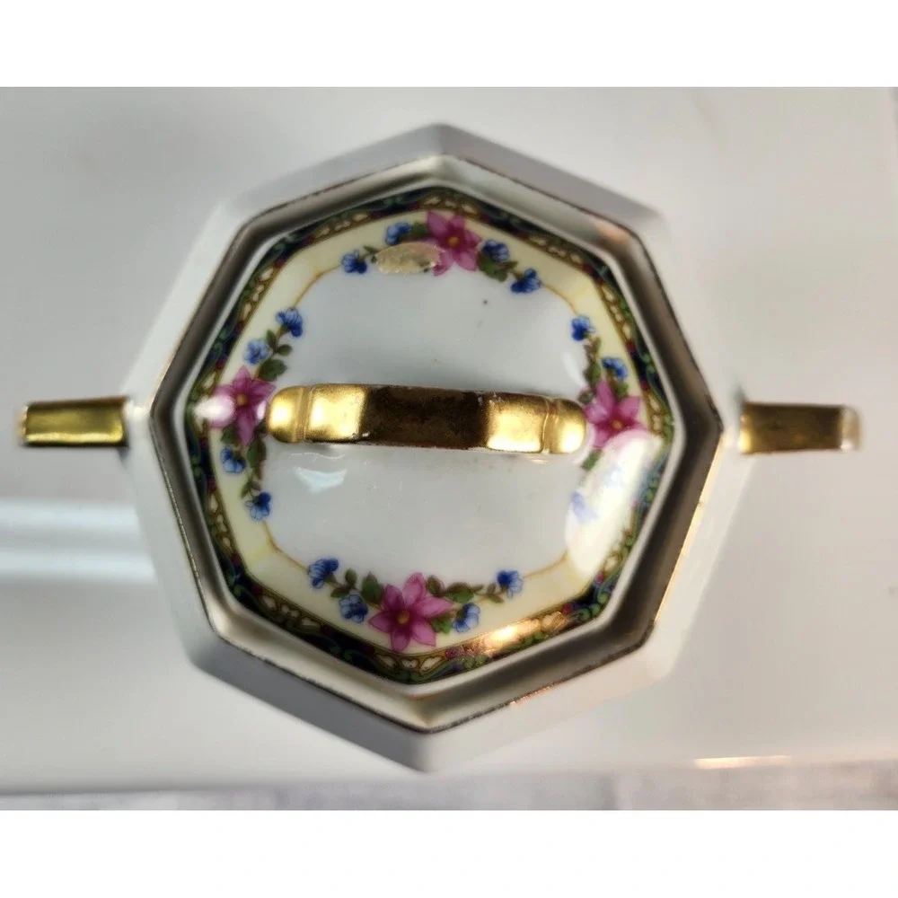 Epiag D.F. Alameda Royal Czechoslovakia 1920's Sugar Bowl Porcelain Gold Trim